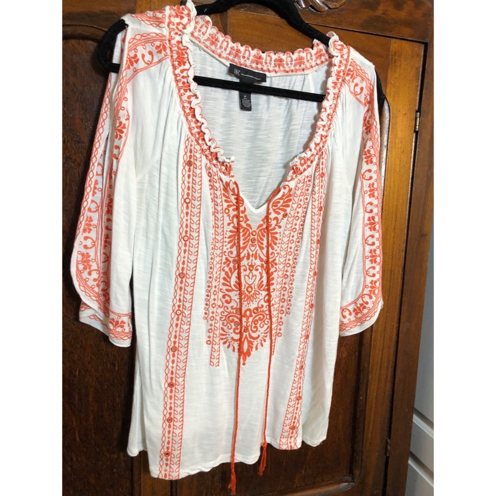 Cotton knit cold shoulder blouse